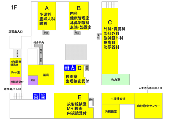 時間外出入口の案内図